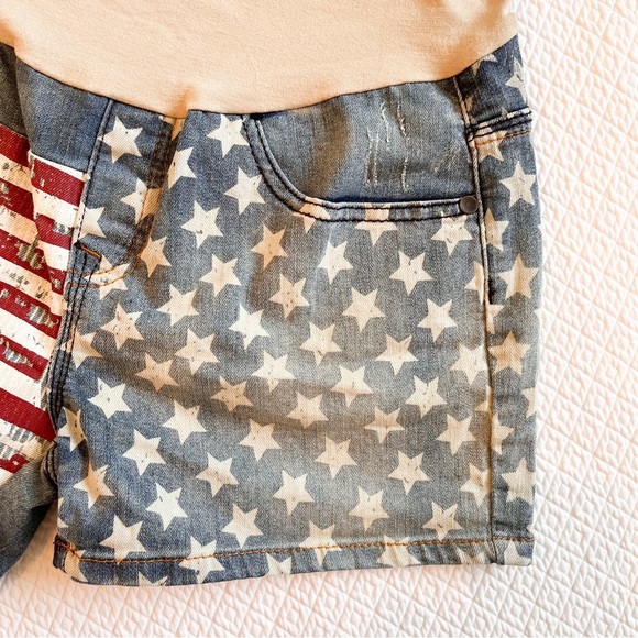 DenimDIVA Stars and Stripes Patriotic Flag Maternity Jean Shorts Size M - Picture 3 of 6